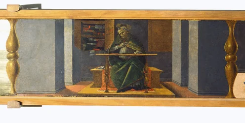 Santo Agostinho em seu Estudo, painel predella do Retábulo de São Marcos, c.1488-90 (têmpera no painel) (ver 44363)
